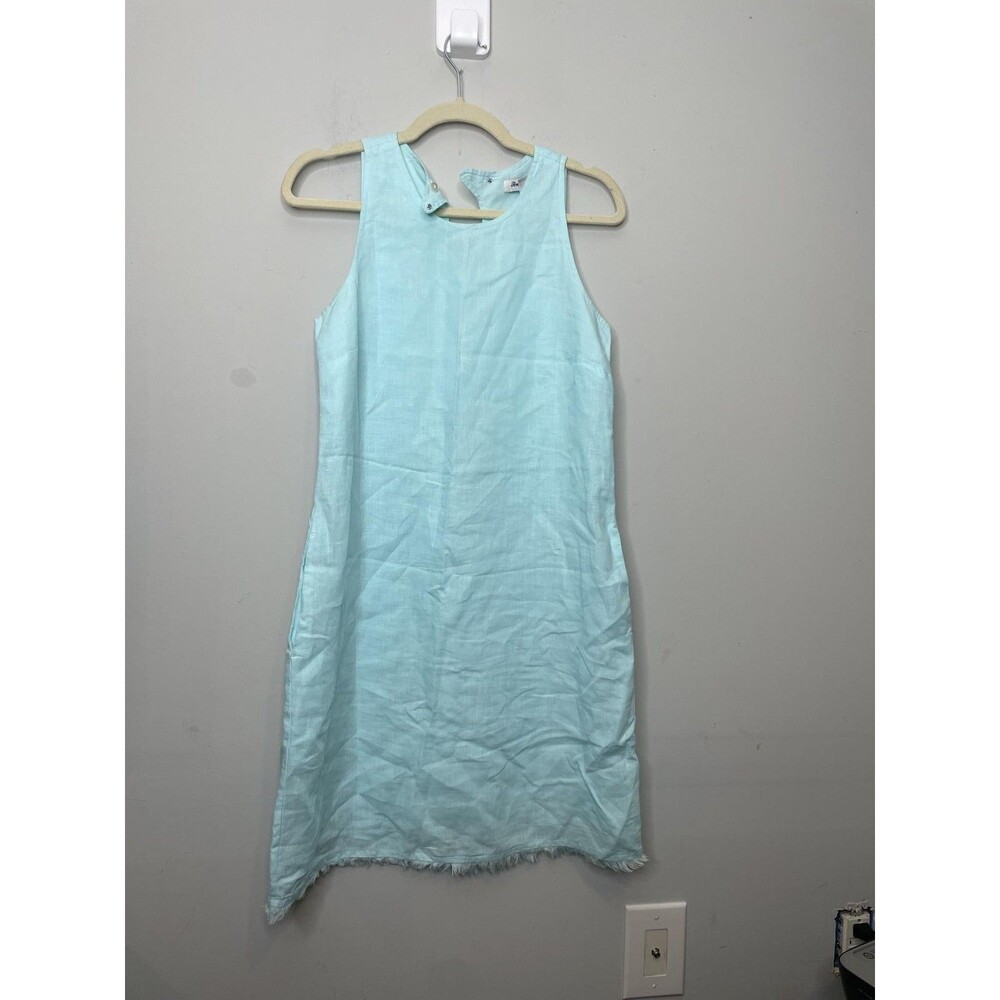 Tommy Bahama Two Palms Shift Dress Womens Small Blue Linen Beach Cruise Luxury